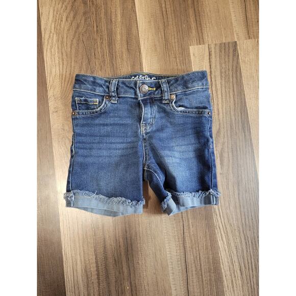 Cat & Jack Midi Bermuda Jean Roll Cuff Denim Shorts Girls Size XS 4/5 - Picture 1 of 4